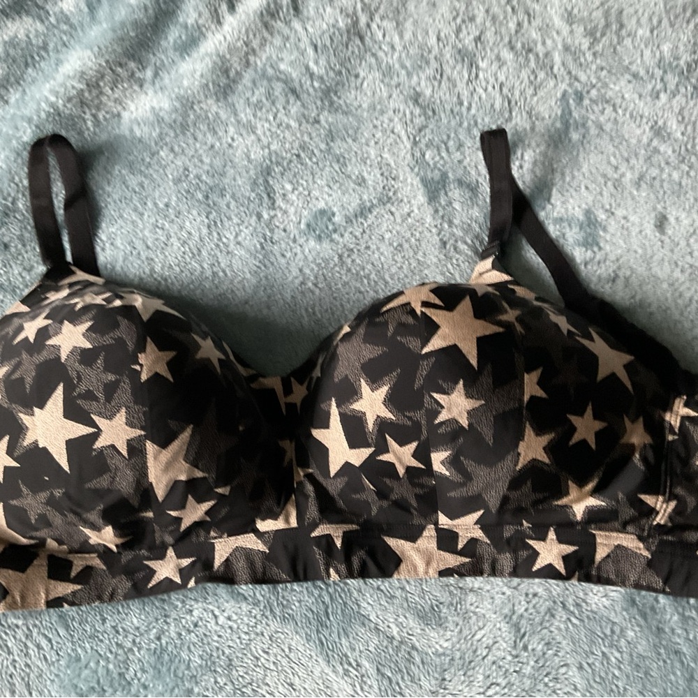 Starry Black and Cream Women's Bra